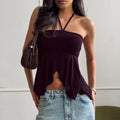 Split-Hem Halter Top