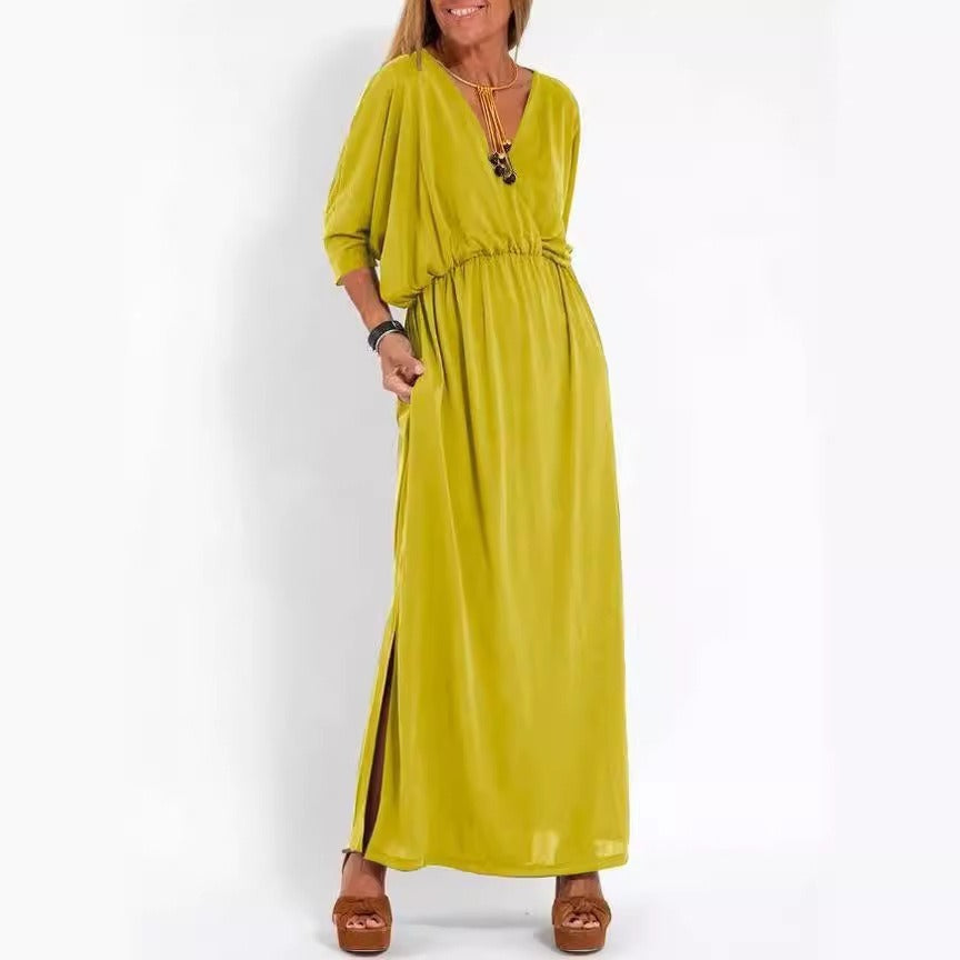 V-Neck High-Waisted Dress