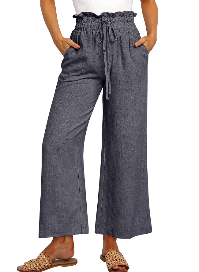 Drawstring Wide-Leg Cropped Pants
