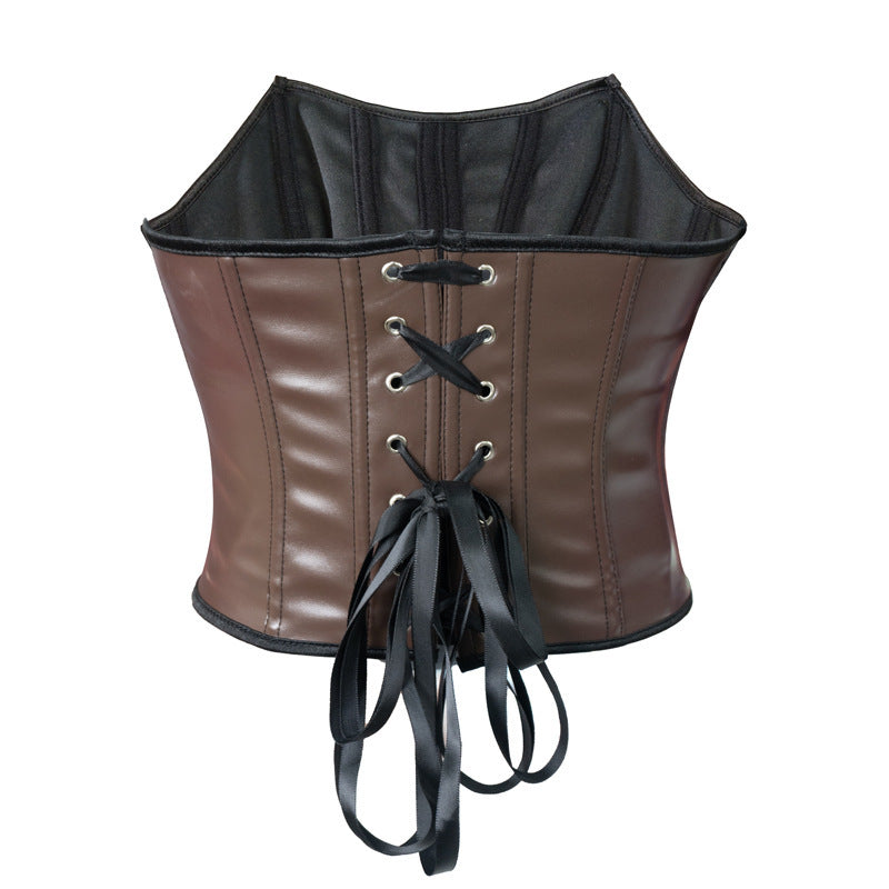 Leather-Look Strapless Corset Top