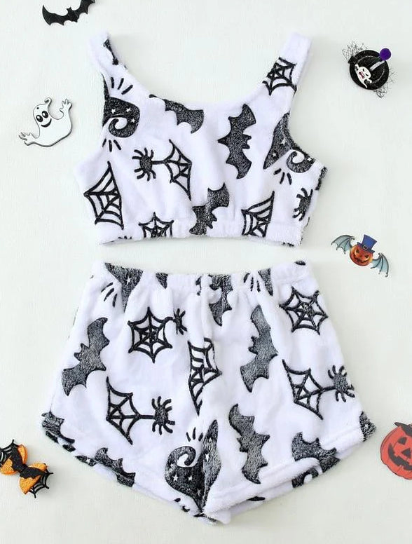 Halloween Print Tank & Shorts Pajama Set