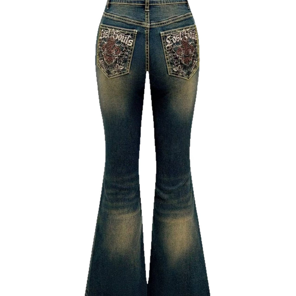 Embroidered Flared Jeans