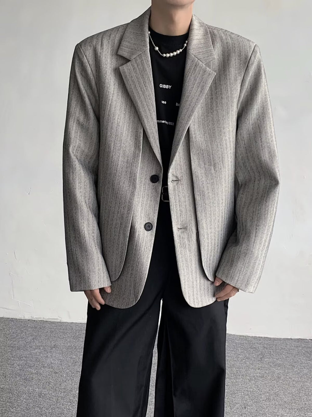Layered-Look Striped Blazer