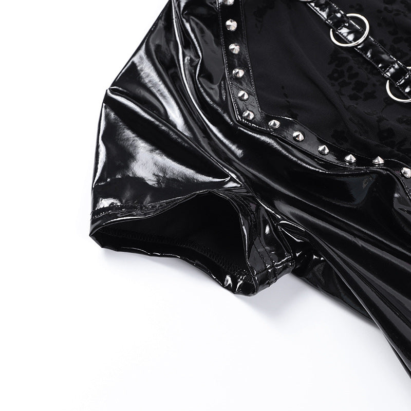 Studded Glossy Mini Dress