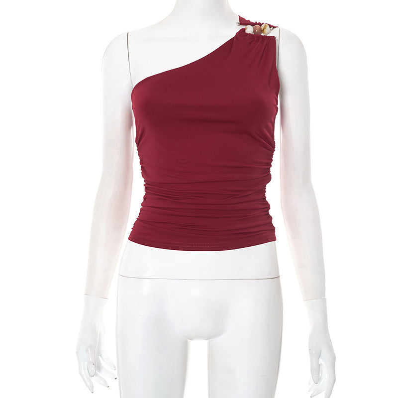 Ruched One-Shoulder Top