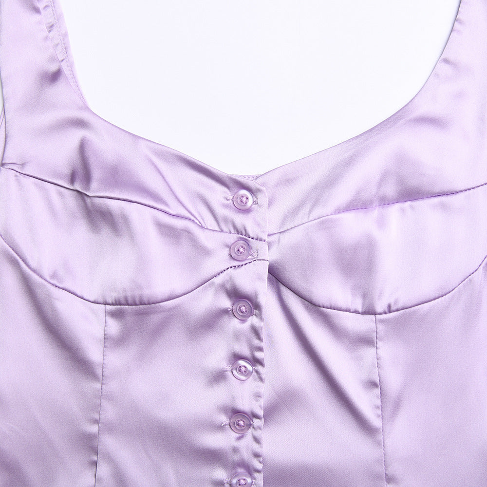 Square-Neck Button-Front Cami