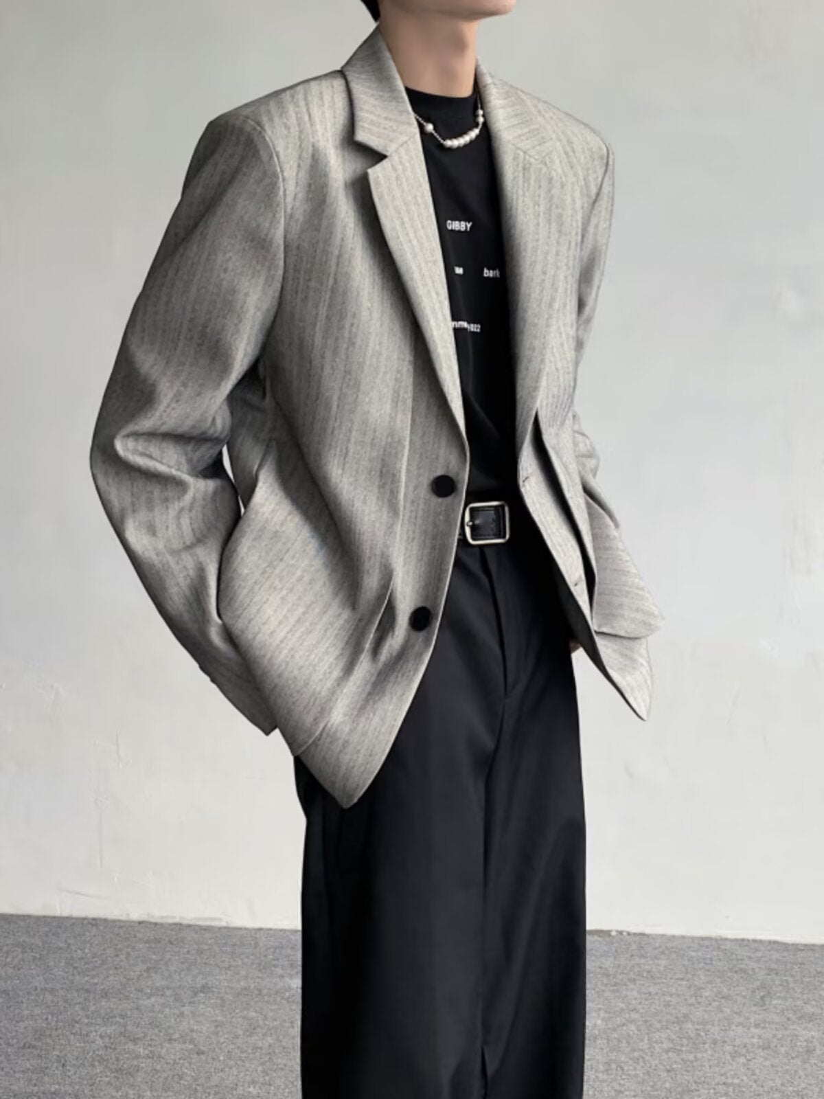 Layered-Look Striped Blazer