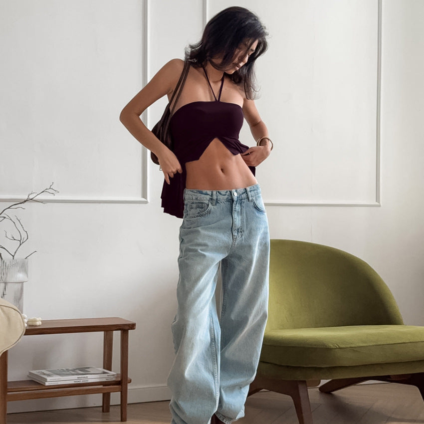 Split-Hem Halter Top