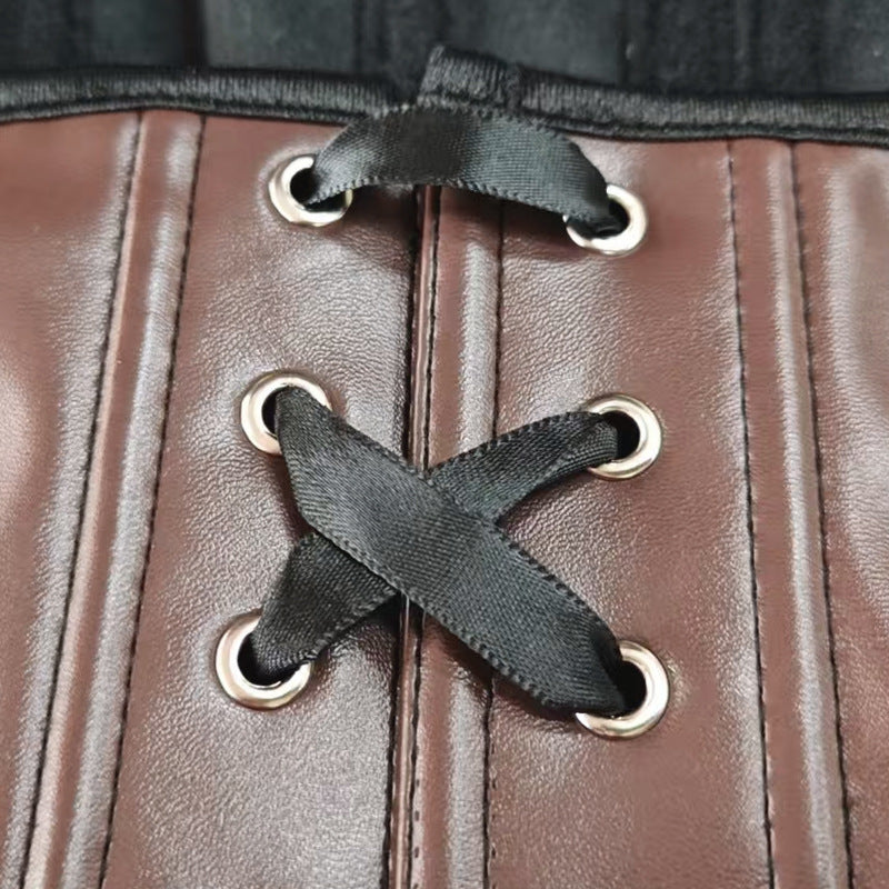 Leather-Look Strapless Corset Top