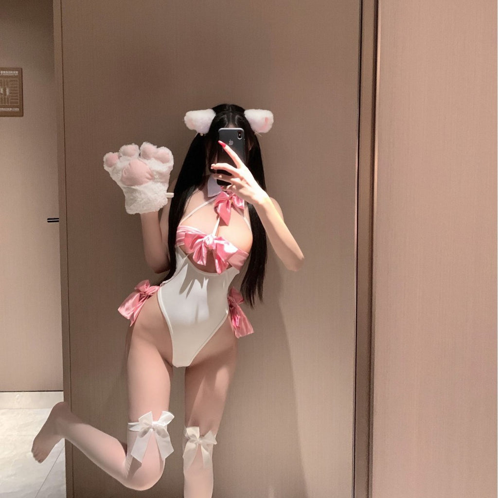 Cat-Ear Costume Bodysuit Set