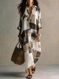 Printed Long-Sleeve Shirt Dress