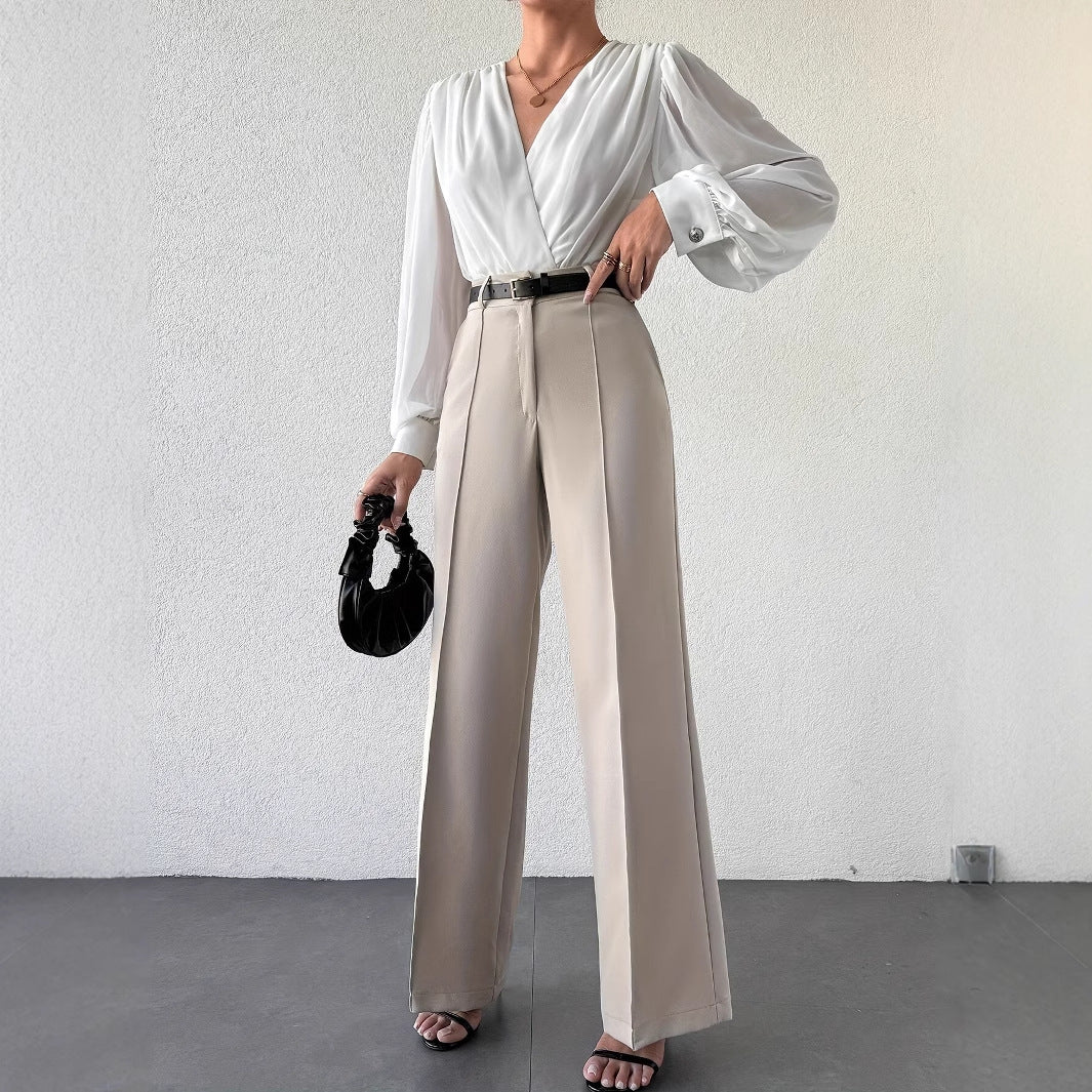 High-Waisted Straight-Leg Trousers