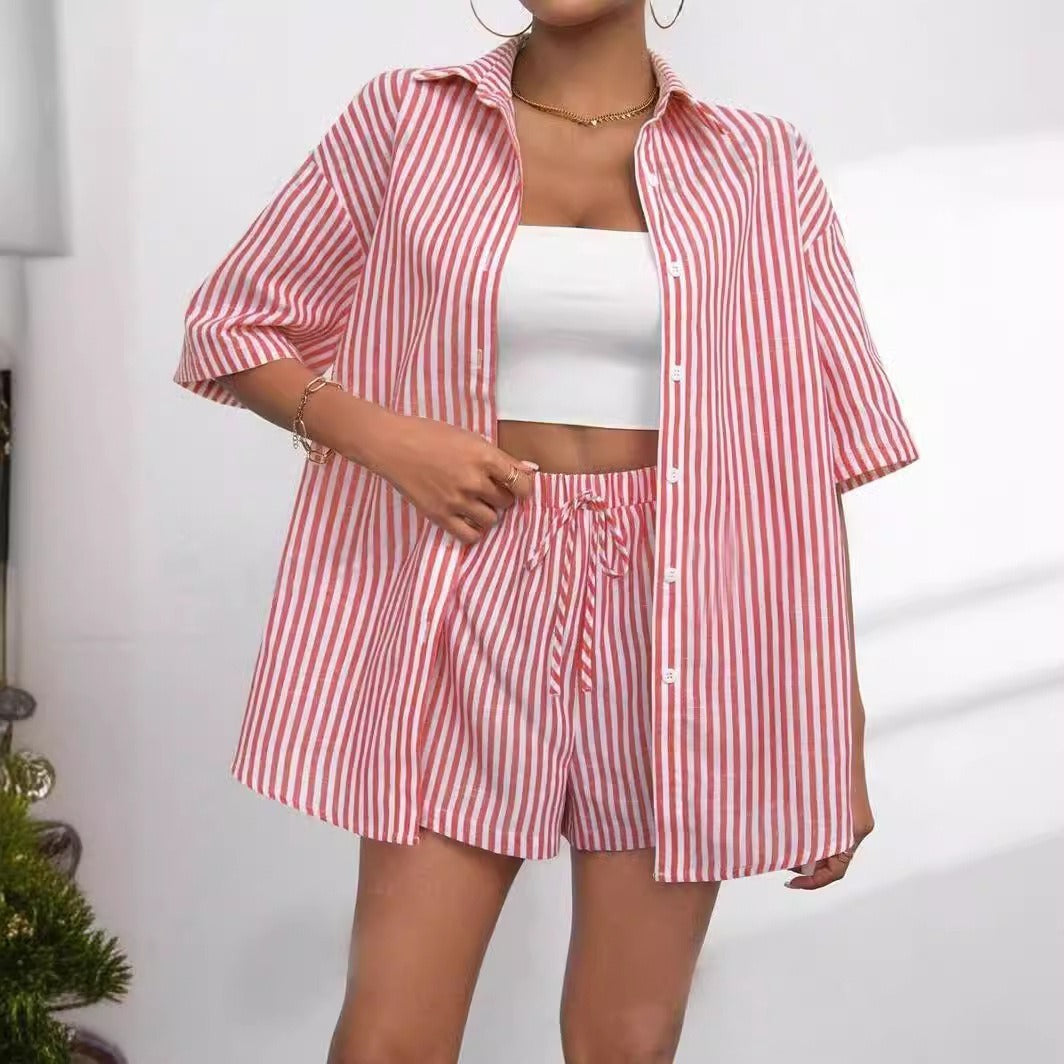Striped Shirt & Shorts Set
