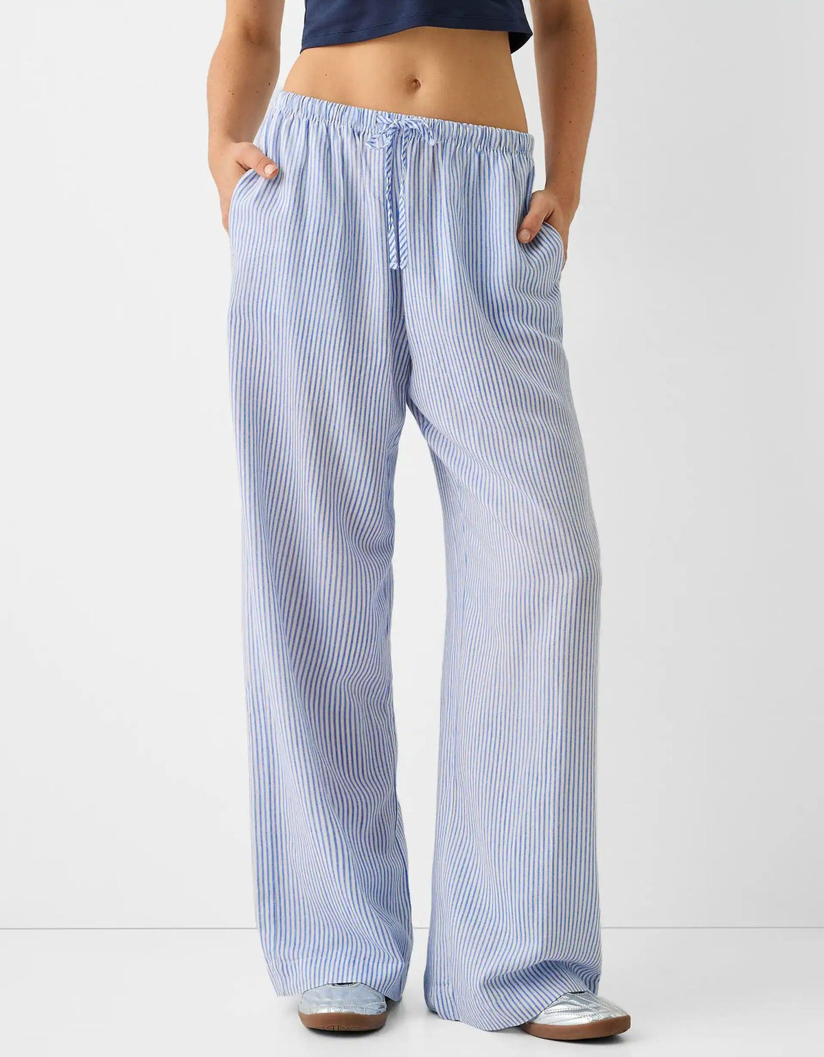 Pinstripe Pull-On Pants