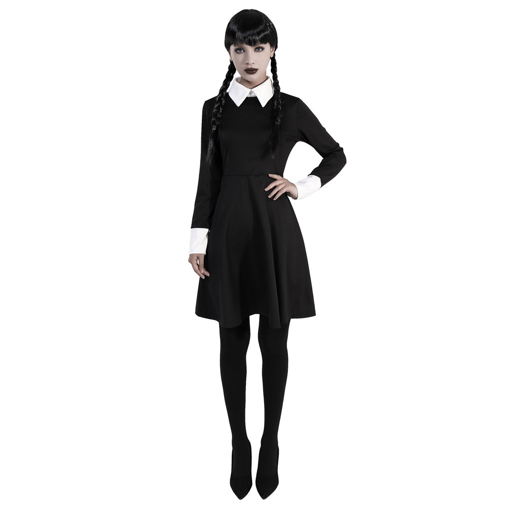 Contrast-Collar Skater Dress