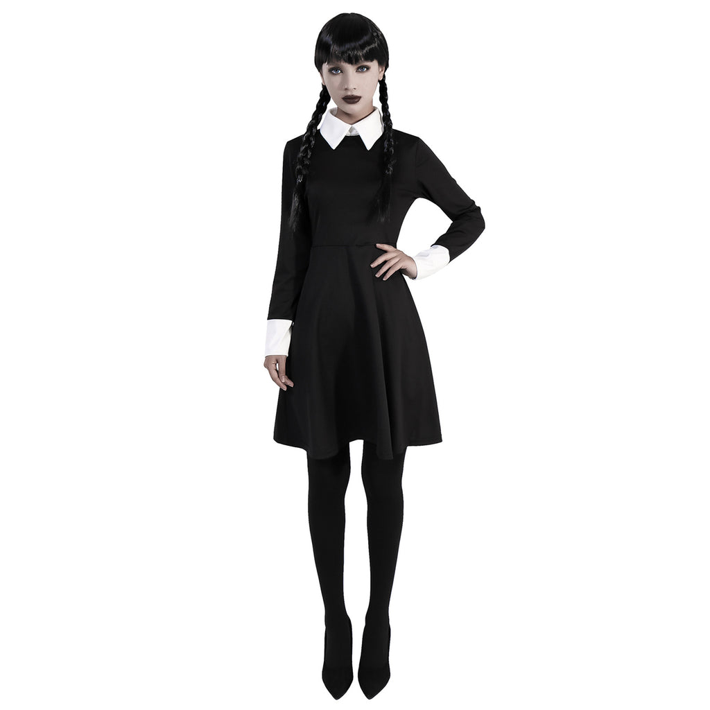 Contrast-Collar Skater Dress