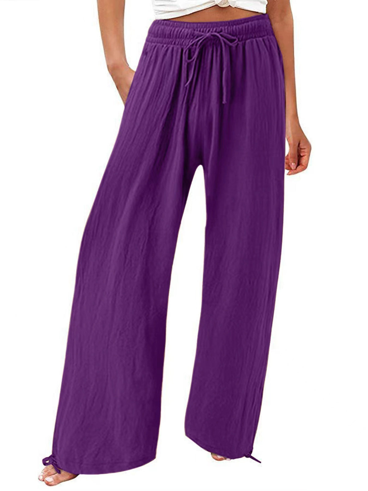 Drawstring Wide-Leg Pants
