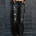 Distressed High-Waisted Flared Jeans