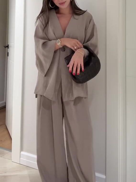 Single-Button Top & Pants Set