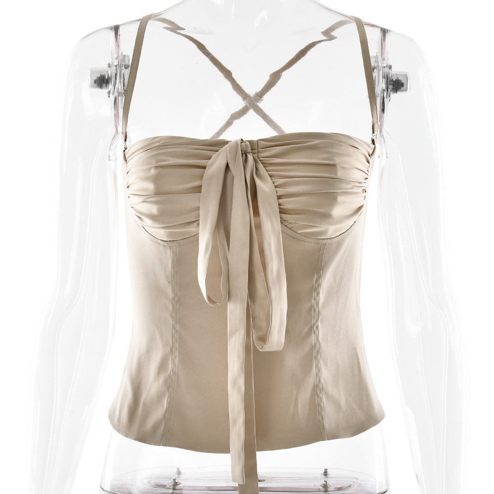 Tie-Front Satin-Finish Cami