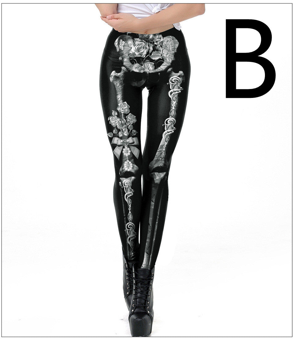 Spiderweb & Skeleton-Print Leggings