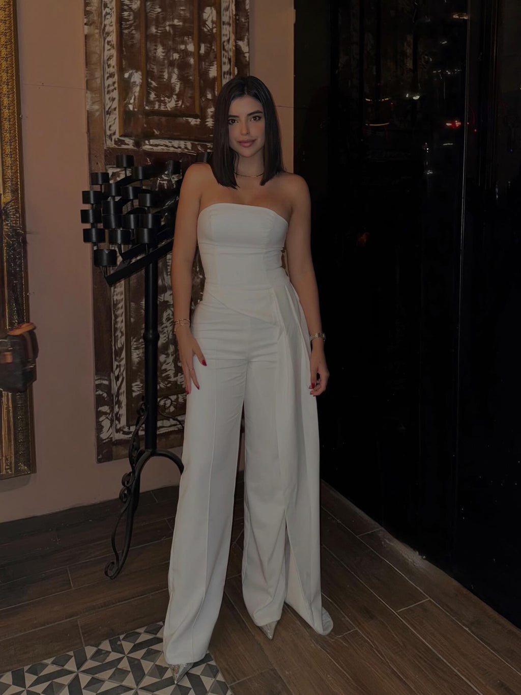 Asymmetric Tube Top & Wide-Leg Pants Set