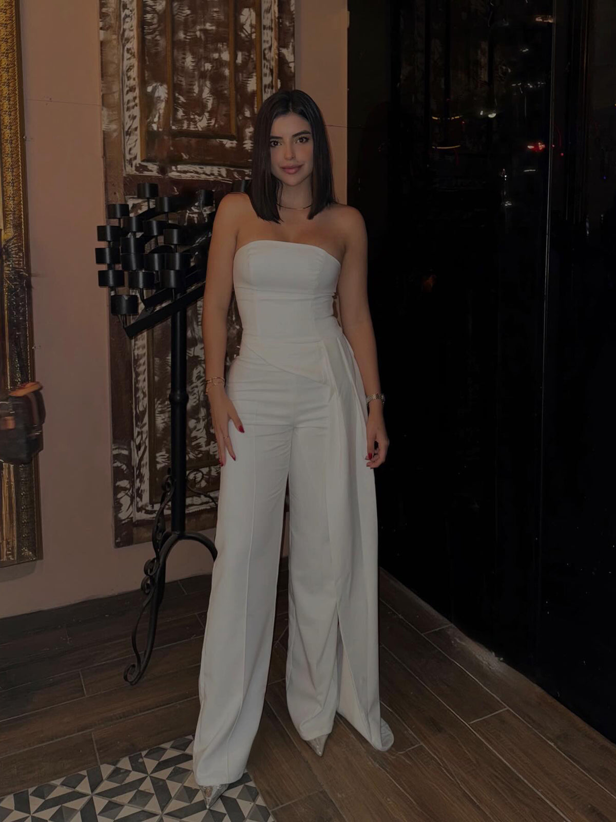 Asymmetric Tube Top & Wide-Leg Pants Set