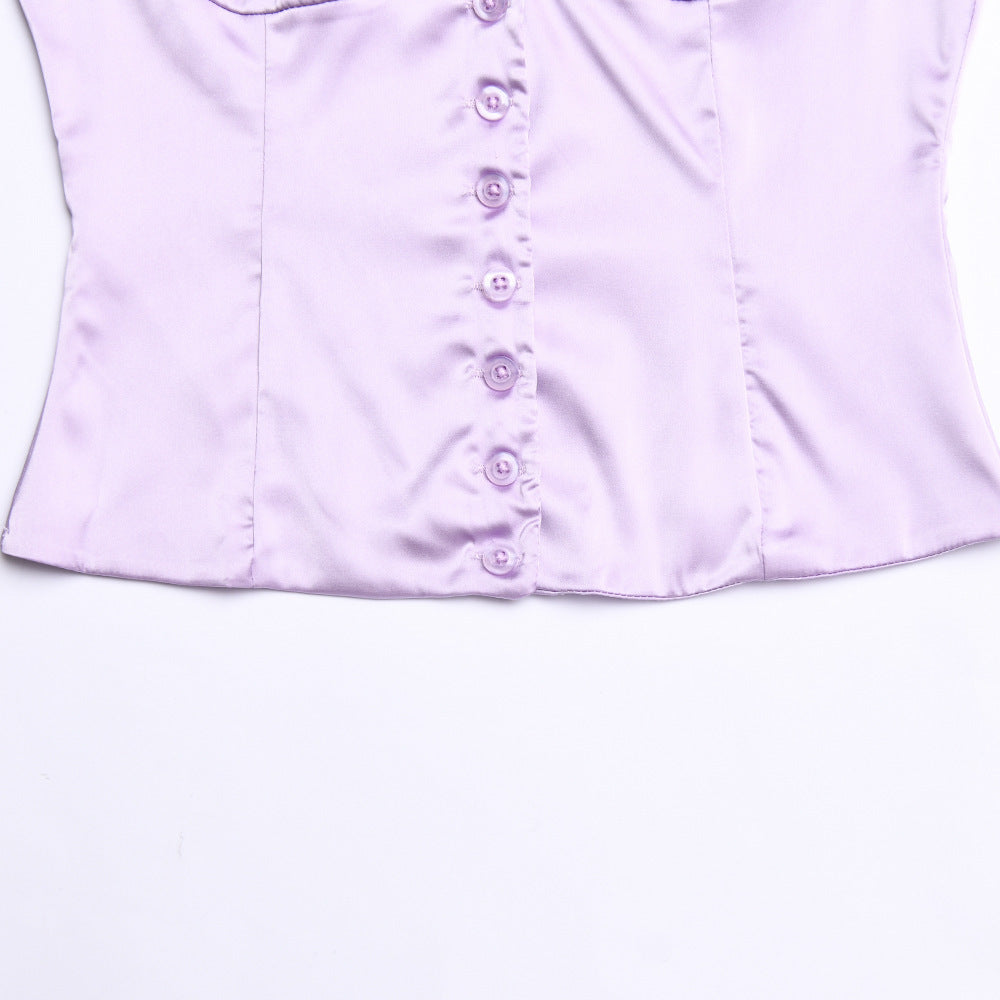 Square-Neck Button-Front Cami