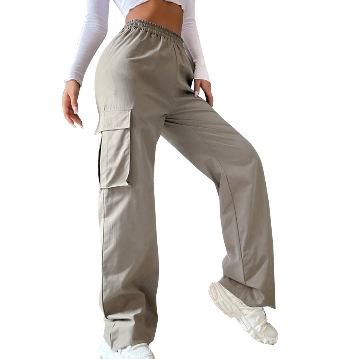 Elastic-Waist Wide-Leg Pants
