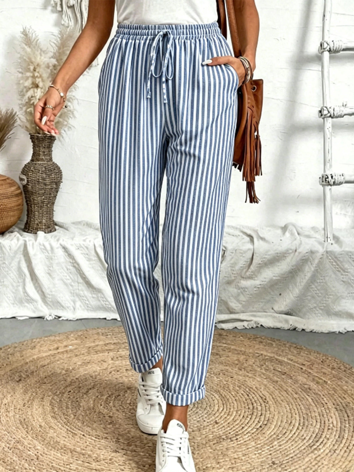 Striped Drawstring Pants