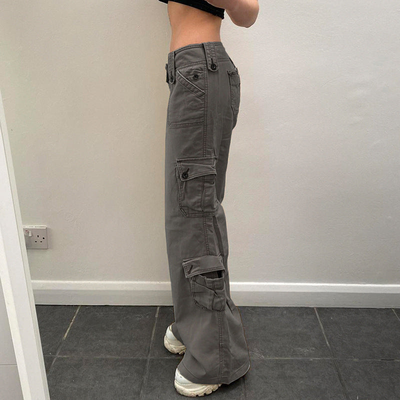 Washed High-Waisted Straight-Leg Jeans