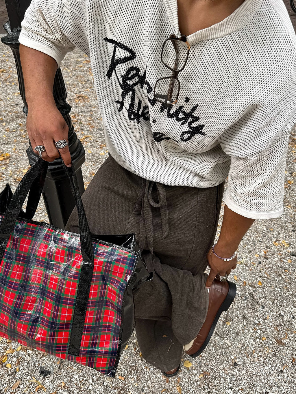 Lettering Mesh T-Shirt