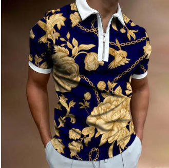 Striped Zip-Neck Polo