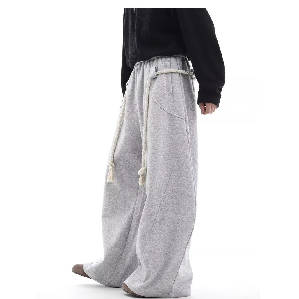 Wide-Leg Gray Sweatpants
