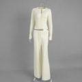 Button-Front Knit Top & Pants Set