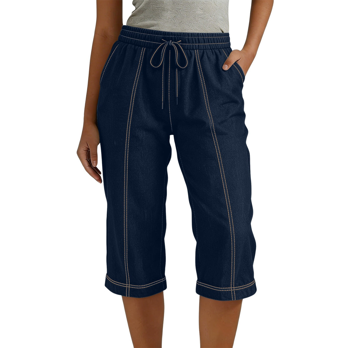 Tie-Waist Capri Pants