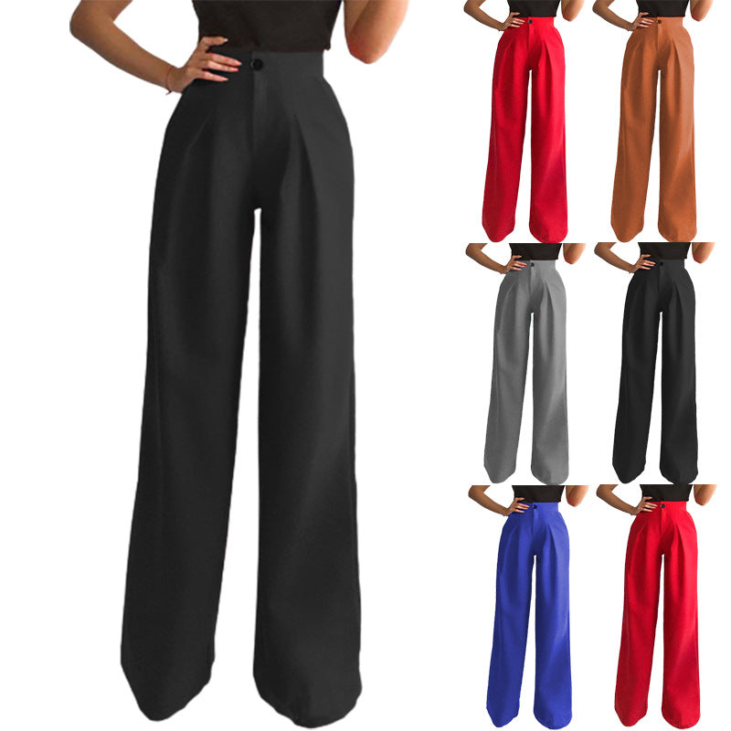 Pleated Wide-Leg Suit Pants