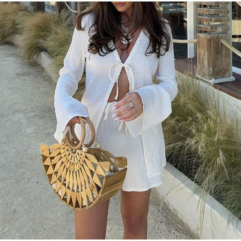 Tie-Front Top & Shorts Set