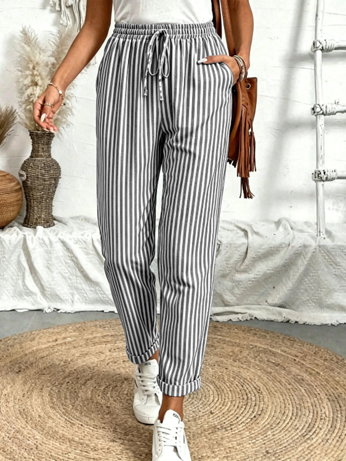 Striped Drawstring Pants