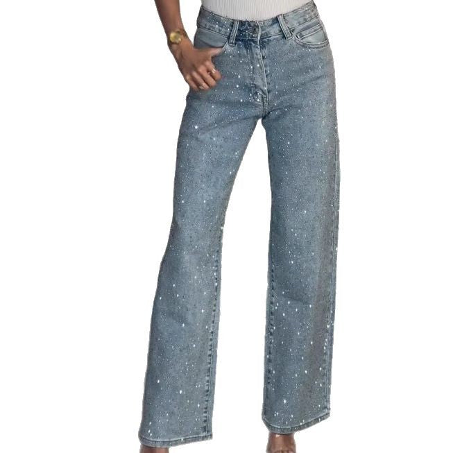 Rhinestone Straight-Leg Jeans