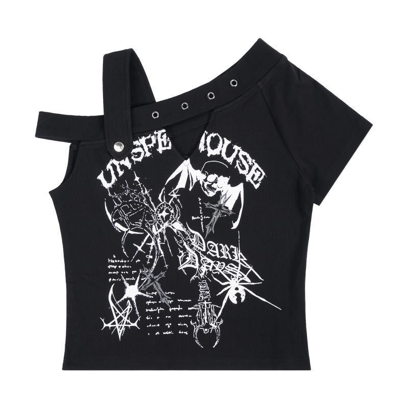 Skull-Print Halter Top