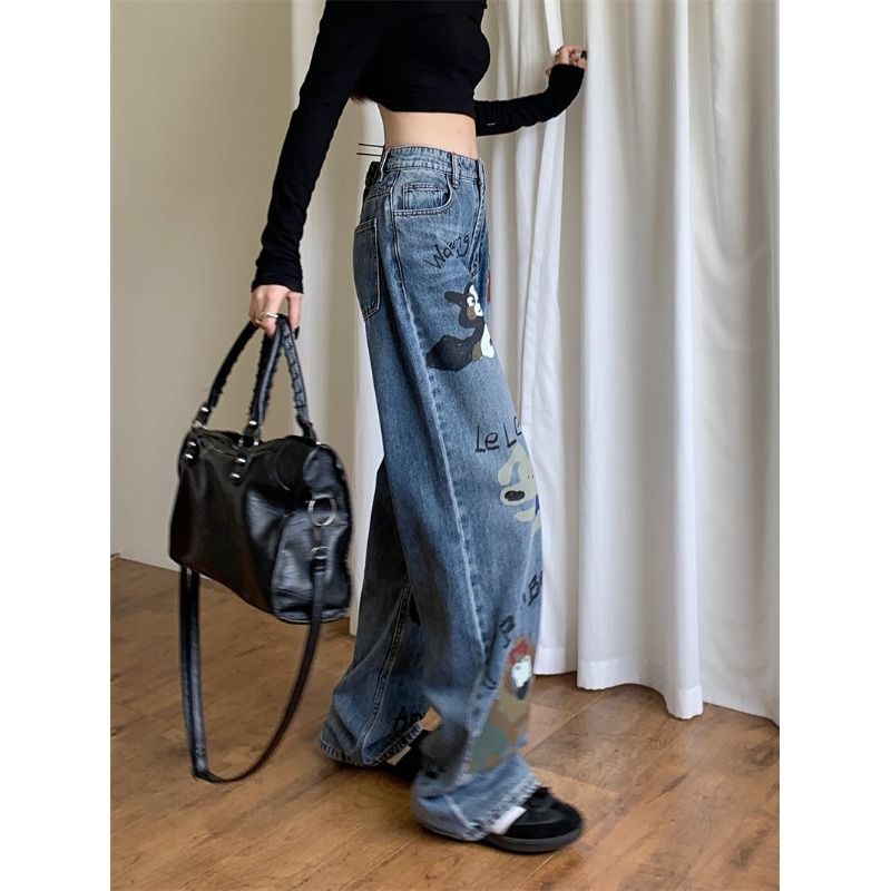 Illustrated Animal-Print Jeans