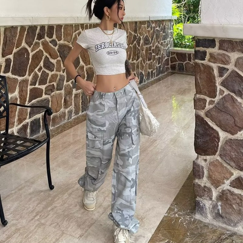 Camouflage Wide-Leg Jeans