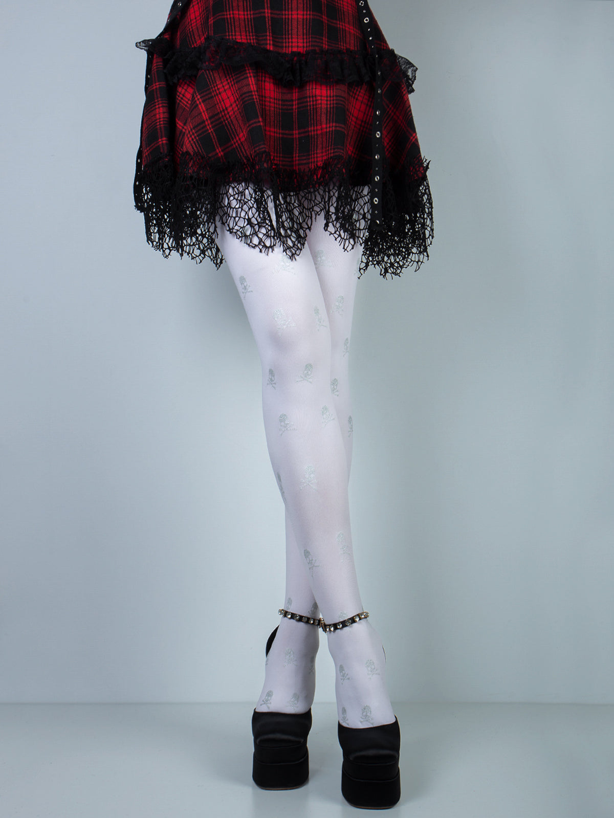 Skull-Print Sheer Tights
