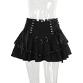Lace-Up Buckle Mini Skirt
