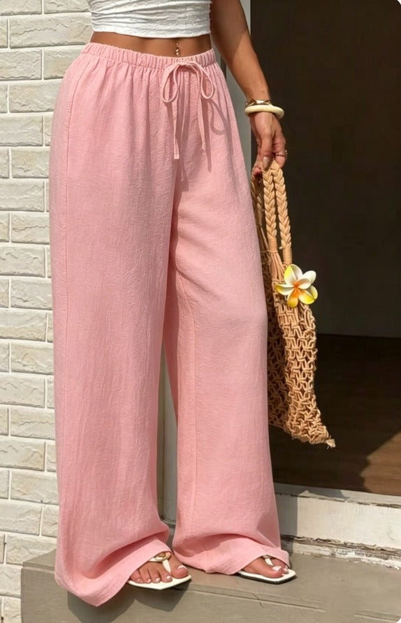 Tie-Waist Wide-Leg Pants