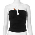 Metal-Detail Strapless Crop Top