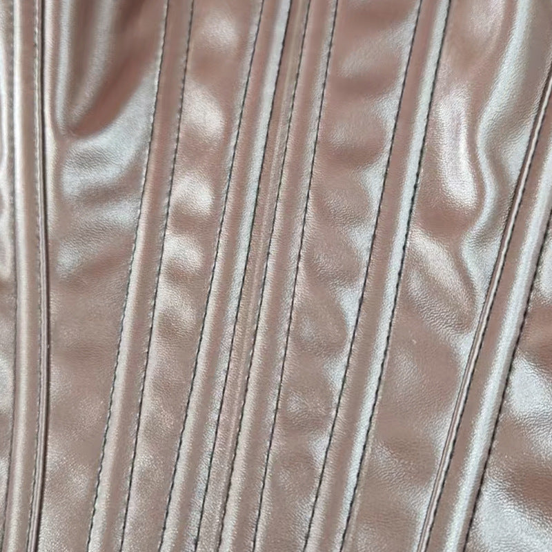 Leather-Look Strapless Corset Top