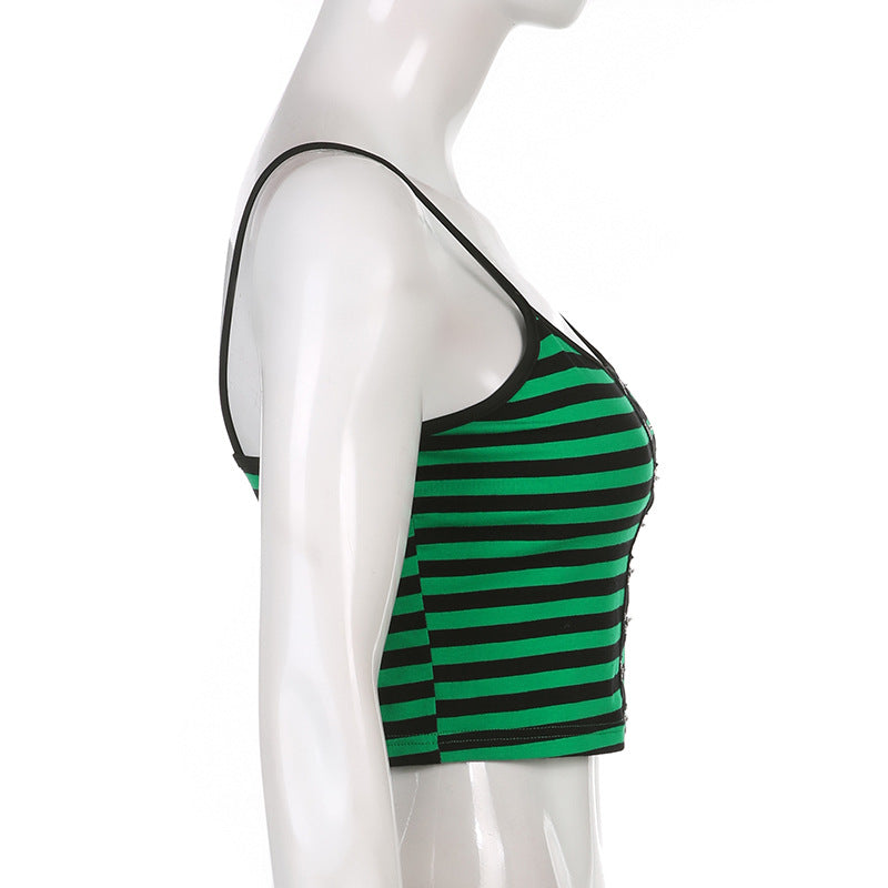 Striped Lace-Up Cami
