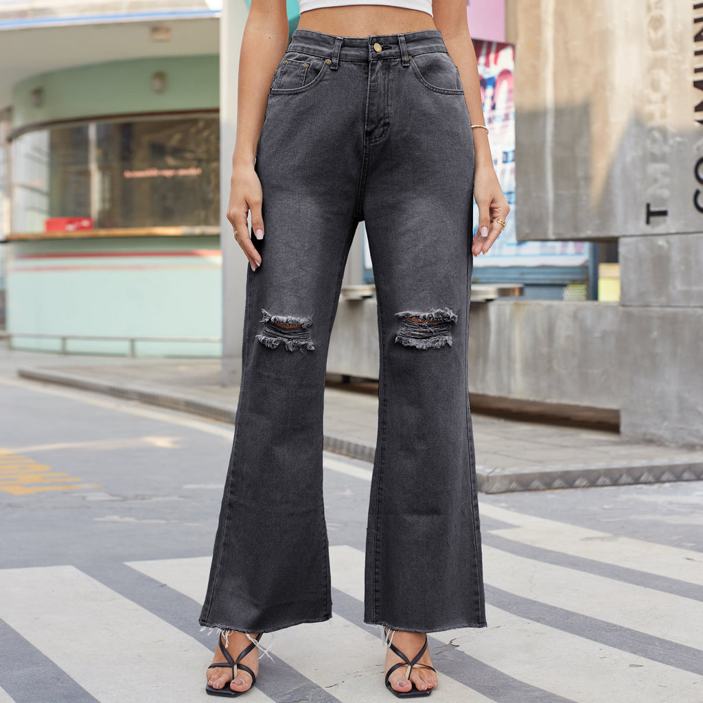 Ripped Wide-Leg Jeans